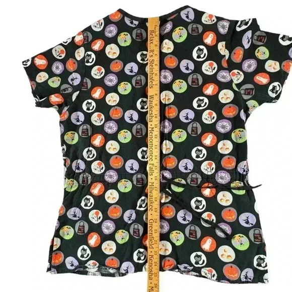 Dickies Women's Small Halloween Scrub Top with 2 Pockets Fun Print - Picture 8 of 9